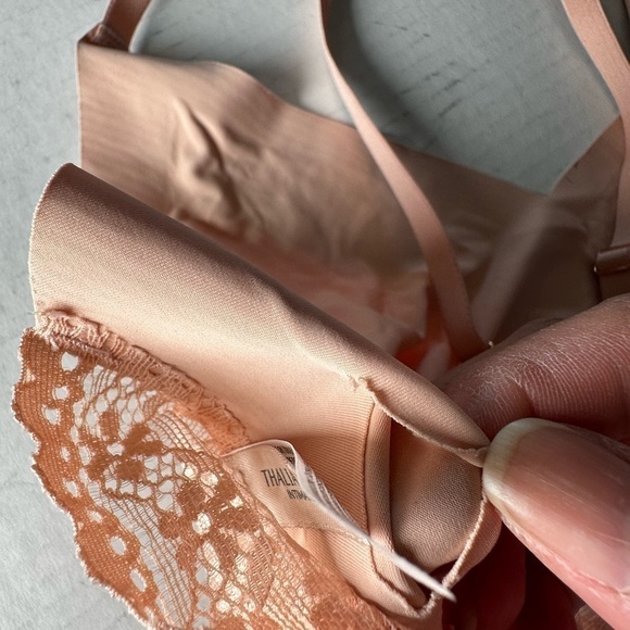 THALIA SODI Bralette Wireless Super Soft Front Lace Back Large Missing Pads Nude - Picture 6 of 12